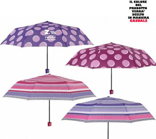 Ombrello-Pieghevole-MINI-DONNA-Rigato-e-Pois-Perletti