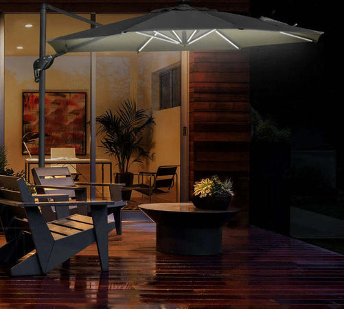 Ombrellone-a-Braccio-per-Esterno-con-Luci-a-LED-e-Angolazione-Regolabile,-Ø3x2.5A-m,-Grigio-84D-110CG