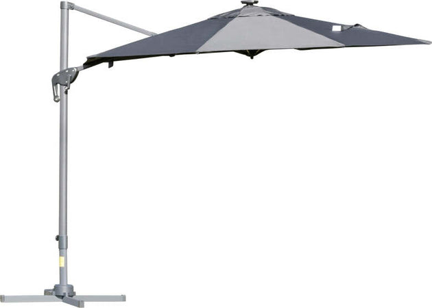Ombrellone-a-Braccio-per-Esterno-con-Luci-a-LED-e-Angolazione-Regolabile,-Ø3x2.5A-m,-Grigio-84D-110CG
