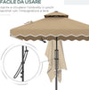 Ombrellone-a-Sbalzo-con-Doppio-Tetto,-Apertura-a-Manovella-e-Base-a-Croce,-2.5x2.5m,-Cachi-84D-267V00KK