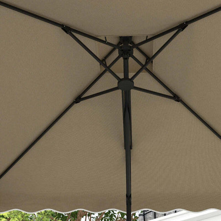 Ombrellone-a-Sbalzo-con-Doppio-Tetto,-Apertura-a-Manovella-e-Base-a-Croce,-2.5x2.5m,-Cachi-84D-267V00KK