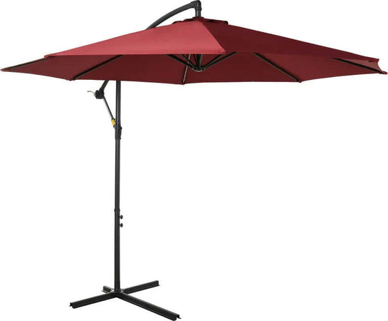 Ombrellone-da-Esterni-3x2.5-m-Decentrato-Rosso-Scuro,-in-Poliestere-Anti-UV-e-Acciaio-con-Manovella-84D-037WR