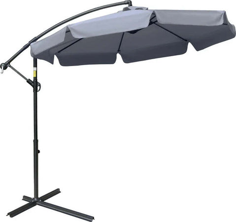 Ombrellone-da-Giardino-2.7x2.7-m-a-Braccio-in-Metallo-con-Tettuccio-in-Poliestere-Regolabile-e-Apertura-a-Manovella,-Grigio-84D-161CG