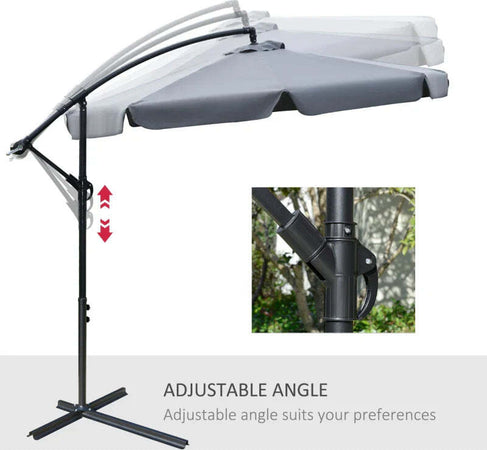 Ombrellone-da-Giardino-2.7x2.7-m-a-Braccio-in-Metallo-con-Tettuccio-in-Poliestere-Regolabile-e-Apertura-a-Manovella,-Grigio-84D-161CG