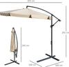 Ombrellone-da-Giardino-Ø2.7x2.7m-a-Braccio-con-Tettuccio-Regolabile,-Marrone-Chiaro-84D-161LR