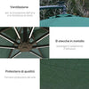 Ombrellone-da-Giardino-Ø3x2.5-m-a-Braccio-con-Manovella-e-8-Strisce-LED-a-Energia-Solare,-Verde--84D-066GN
