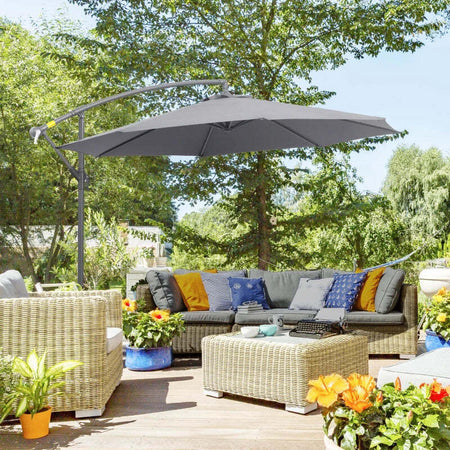 Ombrellone-da-Giardino-3x2.5-m-a-Braccio-e-Inclinabile-con-Manovella,-in-Acciaio-e-Poliestere-Grigio-84D-082