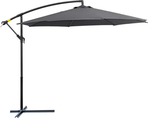 Ombrellone-da-Giardino-3x2.5-m-a-Braccio-e-Inclinabile-con-Manovella,-in-Acciaio-e-Poliestere-Grigio-84D-082