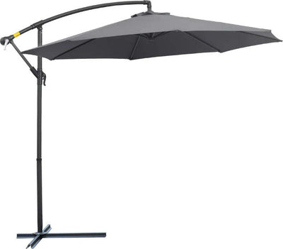 Ombrellone-da-Giardino-3x2.5-m-a-Braccio-e-Inclinabile-con-Manovella,-in-Acciaio-e-Poliestere-Grigio-84D-082