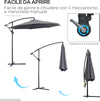 Ombrellone-da-Giardino-3x2.5-m-a-Braccio-e-Inclinabile-con-Manovella,-in-Acciaio-e-Poliestere-Grigio-84D-082