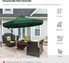 Ombrellone-da-Giardino-3x3-m-con-Zanzariera,-Apertura-a-Manovella-e-Base-a-Croce,-Verde-84D-204V01GN