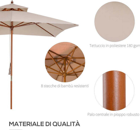 Ombrellone-da-Giardino-3x3m-con-8-Stecche-in-Bamboo-e-Copertura-Parasole-a-2-Livelli,-Crema-840-026