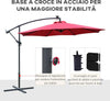 Ombrellone-da-Giardino-a-Braccio-Ø3x2.4-m-con-Manovella-e-8-Strisce-LED-a-Energia-Solare,-Rosso-scuro-84D-066WR