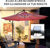 Ombrellone-da-Giardino-a-Braccio-Ø3x2.4-m-con-Manovella-e-8-Strisce-LED-a-Energia-Solare,-Rosso-scuro-84D-066WR