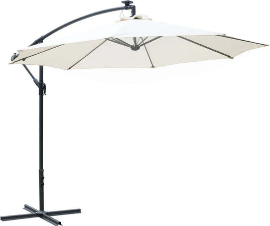 Ombrellone-da-Giardino-a-Braccio-3x2.5-m-con-Manovella-e-8-Strisce-LED-a-Energia-Solare,-Crema-84D-066CW