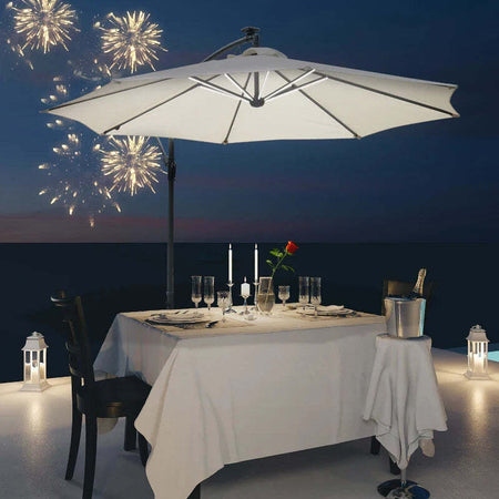 Ombrellone-da-Giardino-a-Braccio-3x2.5-m-con-Manovella-e-8-Strisce-LED-a-Energia-Solare,-Crema-84D-066CW