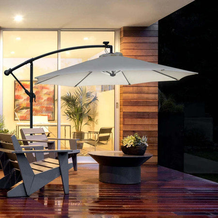 Ombrellone-da-Giardino-a-Braccio-3x2.5-m-con-Manovella-e-8-Strisce-LED-a-Energia-Solare,-Crema-84D-066CW