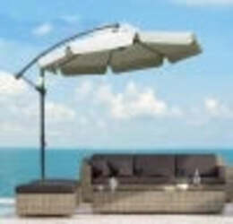 Ombrellone-da-Giardino-a-Braccio-in-Metallo-e-Poliestere-con-Apertura-a-Manovella,-Ø2.7x2.7-m,-Beige-84D-161BG