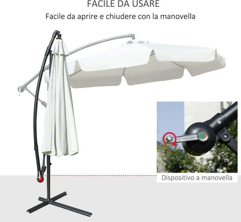 Ombrellone-da-Giardino-a-Braccio-in-Metallo-e-Poliestere-con-Apertura-a-Manovella,-Ø2.7x2.7-m,-Beige-84D-161BG