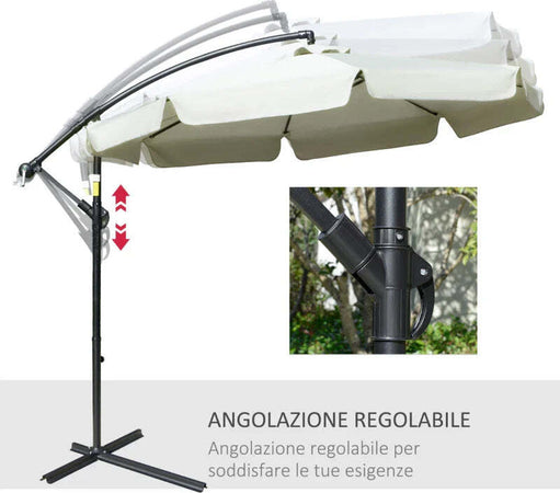 Ombrellone-da-Giardino-a-Braccio-in-Metallo-e-Poliestere-con-Apertura-a-Manovella,-Ø2.7x2.7-m,-Beige-84D-161BG