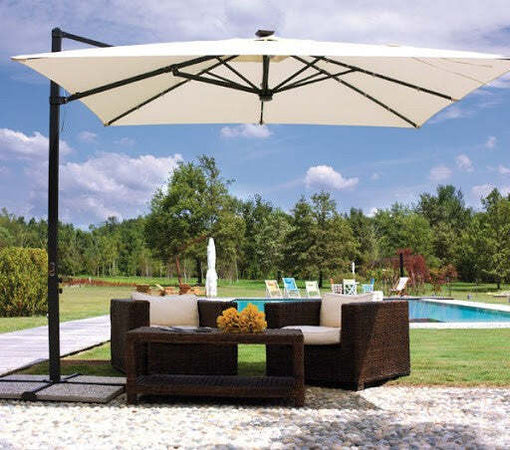 Ombrellone Da Giardino A Braccio Retrattile Bianco Ecrù Ombrellone In Alluminio Senso Design Moderno con Manovella Giardino e giardinaggio/Arredamento da giardino e accessori/Ombrelloni tende e tettucci parasole/Ombrelloni Ferus - Montoro, Commerciovirtuoso.it