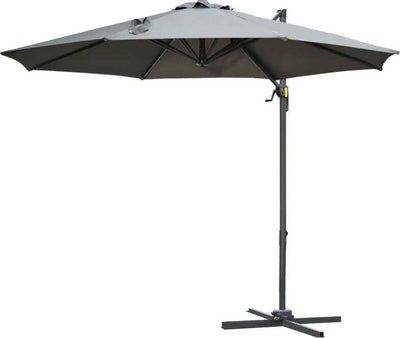 Ombrellone-da-Giardino-a-Manovella-e-a-8-Stecche-con-Angolazione-Regolabile,-Ø2.95x2.5-m,-Grigio-84D-065CG