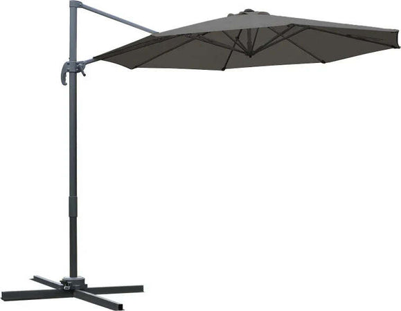 Ombrellone-da-Giardino-a-Manovella-e-a-8-Stecche-con-Angolazione-Regolabile,-Ø2.95x2.5-m,-Grigio-84D-065CG