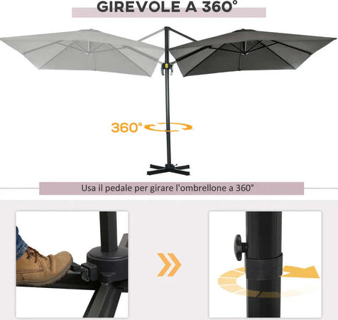 Ombrellone-da-Giardino-con-Angolazione-Regolabile-su-5-Livelli-e-Rotazione-a-360°,-2.5x2.5-m,-Grigio-84D-051V00GY