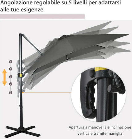 Ombrellone-da-Giardino-con-Angolazione-Regolabile-su-5-Livelli-e-Rotazione-a-360°,-2.5x2.5-m,-Grigio-84D-051V00GY