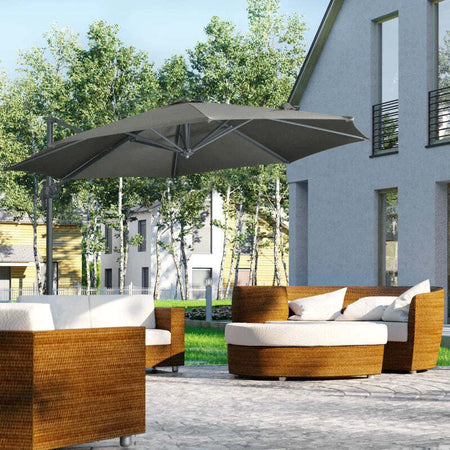 Ombrellone-da-Giardino-Decentrato-3x2.5-m-Girevole-a-360°-con-Angolazione-Regolabile,-Grigio-84D-052V00GY