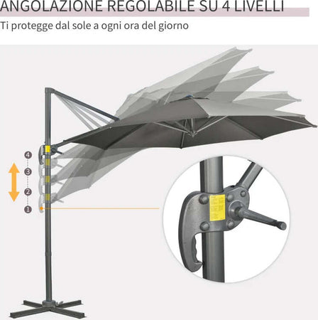Ombrellone-da-Giardino-Decentrato-3x2.5-m-Girevole-a-360°-con-Angolazione-Regolabile,-Grigio-84D-052V00GY