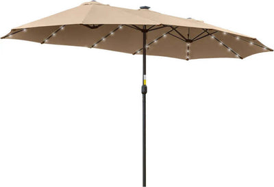 Ombrellone-da-Giardino-Doppio-4.5m-con-48-Luci-LED-e-Manovella,-Cachi-84D-178KK