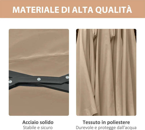 Ombrellone-da-Giardino-Doppio-4.5m-con-48-Luci-LED-e-Manovella,-Cachi-84D-178KK