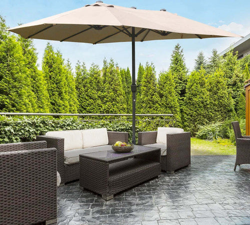 Ombrellone-da-Giardino-Doppio-460x270cm,-Ombrellone-da-Esterno-con-Apertura-a-Manovella,-Base-a-Croce-e-Zavorra,-Acciaio-e-Poliestere-Khaki--84D-031V03SD