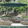 Ombrellone-da-Giardino-Doppio-con-Apertura-a-Manovella,-in-Acciaio-e-Poliestere,-455x265x238cm,-Verde-Scuro-84D-031V01