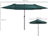 Ombrellone-da-Giardino-Doppio-con-Apertura-a-Manovella,-in-Acciaio-e-Poliestere,-455x265x238cm,-Verde-Scuro-84D-031V01