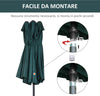 Ombrellone-da-Giardino-Doppio-con-Apertura-a-Manovella,-in-Acciaio-e-Poliestere,-455x265x238cm,-Verde-Scuro-84D-031V01