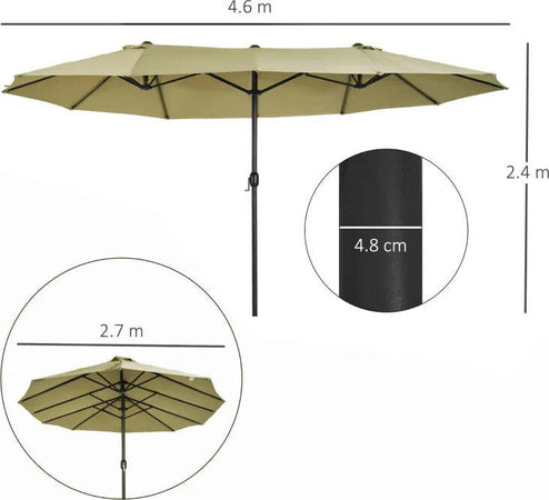 Ombrellone-da-Giardino-Doppio-con-Apertura-a-Manovella,-in-Acciaio-e-Poliestere,-460x270x240-cm-84D-031V01CF