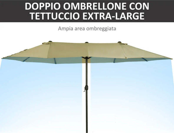 Ombrellone-da-Giardino-Doppio-con-Apertura-a-Manovella,-in-Acciaio-e-Poliestere,-460x270x240-cm-84D-031V01CF