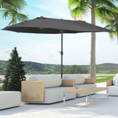 Ombrellone-da-Giardino-Doppio-con-Apertura-a-Manovella,-in-Acciaio-e-Poliestere,-460x270x240-cm,-Nero-84D-031V01BK