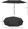 Ombrellone-da-Giardino-Doppio-con-Apertura-a-Manovella,-in-Acciaio-e-Poliestere,-460x270x240-cm,-Nero-84D-031V01BK