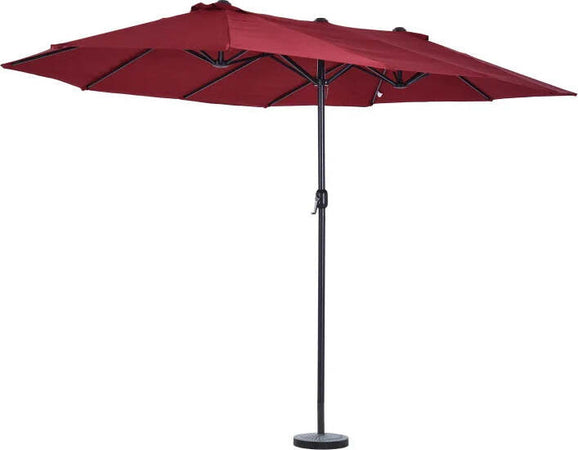 Ombrellone-da-Giardino-Doppio-con-Apertura-a-Manovella,-in-Acciaio-e-Poliestere,-460x270x240-cm,-Rosso-84D-031V01WR