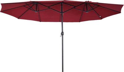 Ombrellone-da-Giardino-Doppio-con-Apertura-a-Manovella,-in-Acciaio-e-Poliestere,-460x270x240-cm,-Rosso-84D-031V01WR