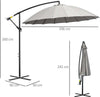 Ombrellone-Decentrato-da-Giardino-3x2.6-m-a-18-Stecche-con-Base-a-Croce,-Grigio-84D-118GY