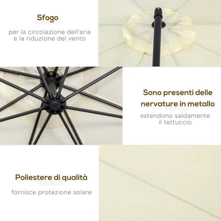 Ombrellone-Decentrato-da-Giardino-con-Base-a-Croce-Inclusa,-in-Metallo-e-Poliestere,-3x2.5-m,-Beige-01-0218