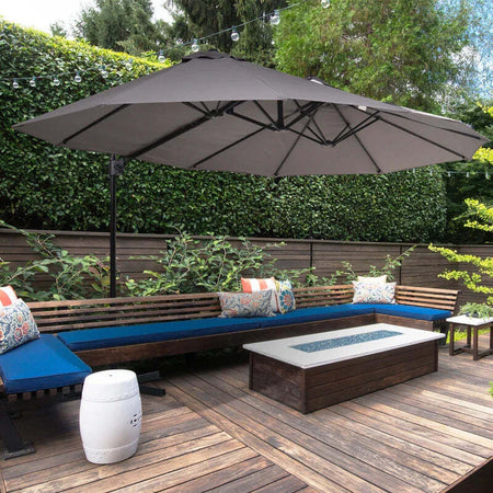 Ombrellone-Doppio-da-Giardino-in-Metallo-e-Poliestere-Anti-UV-Impermeabile,-440x270x250cm,-Grigio-84D-085GY