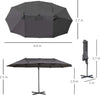 Ombrellone-Doppio-da-Giardino-in-Metallo-e-Poliestere-Anti-UV-Impermeabile,-440x270x250cm,-Grigio-84D-085GY