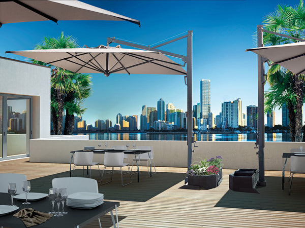 Ombrellone rettangolare professionale con palo laterale "Galileo Dark" in alluminio per esterno "Made In Italy"