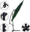 Ombrellone-Giardino-Decentrato-3x3-Mt-Verde-Palo-Alluminio-Gazebo-Piscina