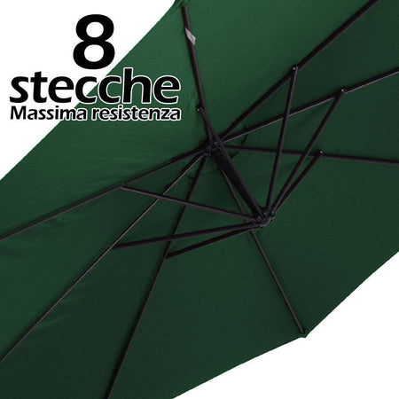 Ombrellone-Giardino-Decentrato-3x3-Mt-Verde-Palo-Alluminio-Gazebo-Piscina